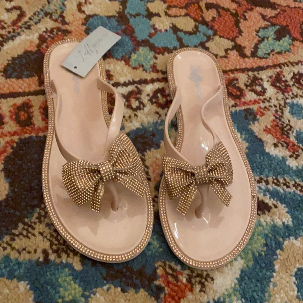 Pink nude sandals with rhinestones size 8 NWT